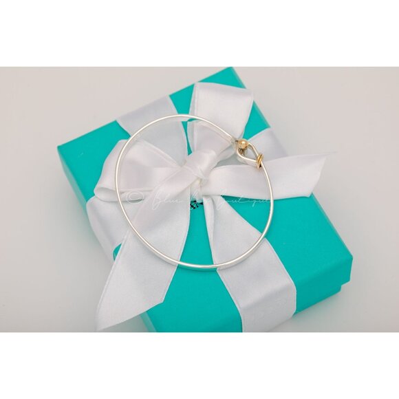 Tiffany & Co. Bracelet Vintage "Hook & Eye" Bangle 18K Gold & Sterling Silver 7” - Picture 4 of 8